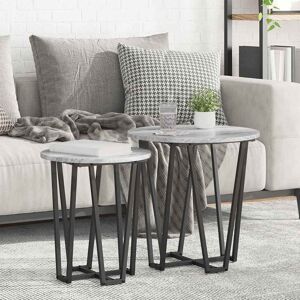 Borough Wharf Side Table Set 2 Pcs Old Wood And Black 50 X 50 X 50.5 Cm Grey Sonoma 50.5cm H X 50cm W X 50cm D Borough Wharf Side Table Set 2 Pcs Old Wood And Black 50 X 50 X 50.5 Cm Grey Sonoma 50.5cm H X 50cm W X 50cm D