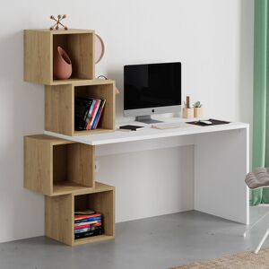 Zipcode Design Francella Desk - Modern Asymmetric Design with Ample Storage White/Oak 355.6cm H X 153.5cm W X 60cm D Zipcode Design Francella Desk - Modern Asymmetric Design with Ample Storage White/Oak 355.6cm H X 153.5cm W X 60cm D