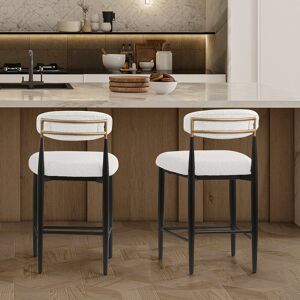 Brayden Studio 65cm Upholstered Bar Stool With Metal Frame, Counter Height (Set of 2) White Boucle 94cm H X 53.1cm W X 55.5cm D Brayden Studio 65cm Upholstered Bar Stool With Metal Frame, Counter Height (Set of 2) White Boucle 94cm H X 53.1cm W X 55.5cm D