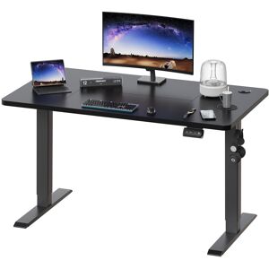 Zipcode Design Hieronymus Electric Adjustable T-Shape Standing Desk Home Desk With Backpack Hook And Memory Smart Pannel Black 120cm W x 60cm D Zipcode Design Hieronymus Electric Adjustable T-Shape Standing Desk Home Desk With Backpack Hook And Memory Smart Pannel Black 120cm W x 60cm D