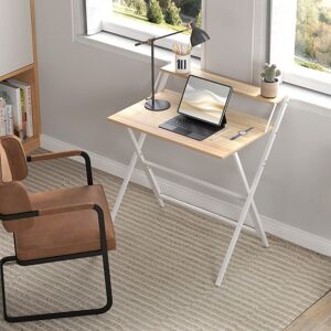 Inbox Zero Rectangular Writing Desk Natural/White 86.5cm H x 81.5cm W x 62cm D Inbox Zero Rectangular Writing Desk Natural/White 86.5cm H x 81.5cm W x 62cm D