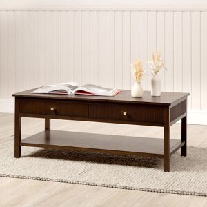 Ophelia & Co. Wallsburg Wooden Coffee Table for Living Room with 2 Drawers & Shelf Storage Brown 48cm H X 120cm W X 60cm D Ophelia & Co. Wallsburg Wooden Coffee Table for Living Room with 2 Drawers & Shelf Storage Brown 48cm H X 120cm W X 60cm D
