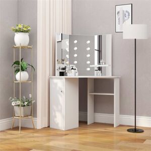Brayden Studio Corner Dressing Table With LED White 142cm H X 111cm W X 54cm D Brayden Studio Corner Dressing Table With LED White 142cm H X 111cm W X 54cm D
