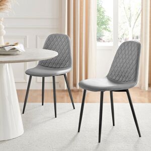 Canora Grey Corova Faux Leather Modern Dining Chairs with Metal Tapered Legs & Diamond Stitching Grey/Black 87.5cm H X 45cm W X 56cm D Canora Grey Corova Faux Leather Modern Dining Chairs with Metal Tapered Legs & Diamond Stitching Grey/Black 87.5cm H X 45cm W X 56cm D