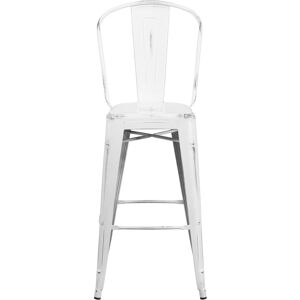Borough Wharf Blake Industrial Style Bar Chair - Set of 4 - Modern Metal Bar or Counter Height Distressed White 76cm Borough Wharf Blake Industrial Style Bar Chair - Set of 4 - Modern Metal Bar or Counter Height Distressed White 76cm