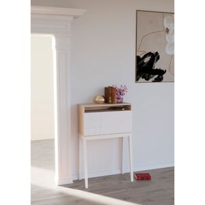 Ebern Designs Wilcox Desk White//Light Oak 117cm H X 75cm W X 71.5cm D Ebern Designs Wilcox Desk White//Light Oak 117cm H X 75cm W X 71.5cm D