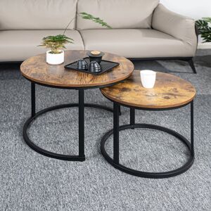 17 Stories 2in1 Round Coffee Table Set Modern Nesting Style End Table Brown 45cm H X 105cm W X 60cm D 17 Stories 2in1 Round Coffee Table Set Modern Nesting Style End Table Brown 45cm H X 105cm W X 60cm D