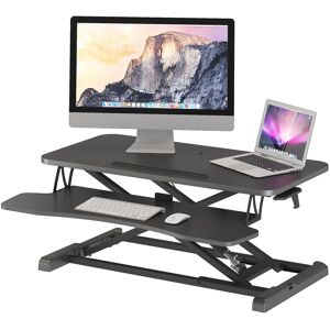 Symple Stuff Sit- Stand Desk Converter, Height Adjustable Dual Tiered Computer Workstation, Sit Standing Converter With Platform, Ergonomic X-frame Riser For Pc Co Black 76.5cm W X 41cm D Symple Stuff Sit- Stand Desk Converter, Height Adjustable Dual Tiered Computer Workstation, Sit Standing Converter With Platform, Ergonomic X-frame Riser For Pc Co Black 76.5cm W X 41cm D