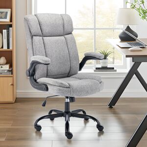 Brayden Studio High Back Ergonomic Executive Office Chair with Flip-up Armrests Grey 113cm H X 64.5cm W X 70cm D Brayden Studio High Back Ergonomic Executive Office Chair with Flip-up Armrests Grey 113cm H X 64.5cm W X 70cm D