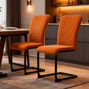 Metro Modern Upholstered Velvet Armless Dining Chair Orange 92.5cm H X 42cm W X 55cm D Metro Modern Upholstered Velvet Armless Dining Chair Orange 92.5cm H X 42cm W X 55cm D