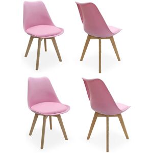 Latitude Run Thomasin Modern Scandinavian Minimalist Dining Chairs with Faux Leather Cushions and Solid Wood Legs - Side Chair for Dining Room Kitchen Office Light Pink 83cm H X 48cm W X 60cm D Latitude Run Thomasin Modern Scandinavian Minimalist Dining Chairs with Faux Leather Cushions and Solid Wood Legs - Side Chair for Dining Room Kitchen Office Light Pink 83cm H X 48cm W X 60cm D