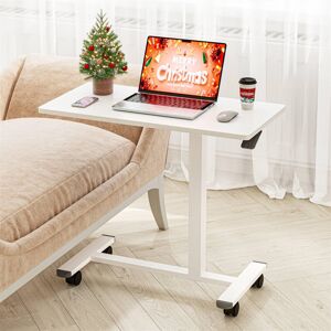 17 Stories Height-Adjustable Side Tables, Pneumatic Sit-Stand Desks On Wheels, C-Shaped Mobile Laptop Tables White 17 Stories Height-Adjustable Side Tables, Pneumatic Sit-Stand Desks On Wheels, C-Shaped Mobile Laptop Tables White