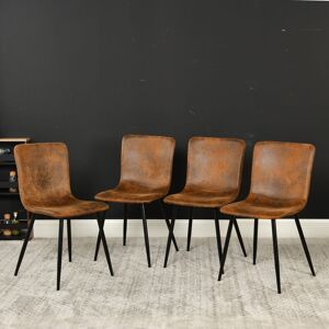 George Oliver Muscoy Vintage Suede Upholstered Dining Chairs (Set Of 4) Black 85.5cm H X 39.5cm W X 49.5cm D George Oliver Muscoy Vintage Suede Upholstered Dining Chairs (Set Of 4) Black 85.5cm H X 39.5cm W X 49.5cm D