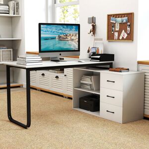 Latitude Run L Shaped Computer Desk With Drawers White 75cm H X 140cm W X 60cm D Latitude Run L Shaped Computer Desk With Drawers White 75cm H X 140cm W X 60cm D