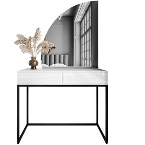 Ivy Bronx Brilen Dressing Table with LED Mirror Black/White High Gloss 176cm H X 100cm W X 42cm D Ivy Bronx Brilen Dressing Table with LED Mirror Black/White High Gloss 176cm H X 100cm W X 42cm D