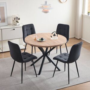 George Oliver Set Of 4 Vintage Corduroy Upholstered High Back Dining Chairs, Black Black 89.5cm H X 44cm W X 41cm D George Oliver Set Of 4 Vintage Corduroy Upholstered High Back Dining Chairs, Black Black 89.5cm H X 44cm W X 41cm D