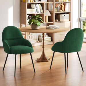 George Oliver Antin Modern Upholstered Dining Chair with Armrest Green Linen 87cm H X 55cm W X 60cm D George Oliver Antin Modern Upholstered Dining Chair with Armrest Green Linen 87cm H X 55cm W X 60cm D