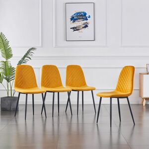 George Oliver Kaylani Modern Upholstered Dining Chair Yellow Velvet/Black 84.5cm H X 44cm W X 40cm D George Oliver Kaylani Modern Upholstered Dining Chair Yellow Velvet/Black 84.5cm H X 44cm W X 40cm D