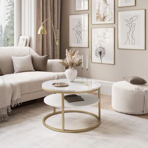 17 Stories Pater Coffee Table High-gloss white/Gold 42cm H X 60cm W X 60cm D 17 Stories Pater Coffee Table High-gloss white/Gold 42cm H X 60cm W X 60cm D