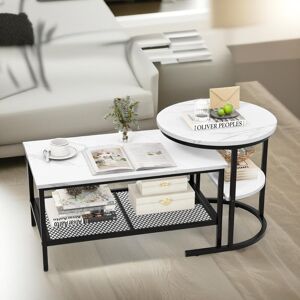 Brayden Studio Bastidas 2 Piece Nest of Tables Coffee End Side Table Living Room Black/White 41cm H X 80cm W X 46cm D Brayden Studio Bastidas 2 Piece Nest of Tables Coffee End Side Table Living Room Black/White 41cm H X 80cm W X 46cm D