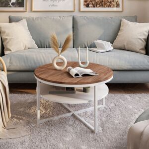 Latitude Run Lottye Frame Coffee Table White/Light Brown 46cm H X 70cm W X 70cm D Latitude Run Lottye Frame Coffee Table White/Light Brown 46cm H X 70cm W X 70cm D