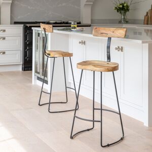Borough Wharf Alvada Natural Mango Wood Bar Stool - Set of 2 Natural/Black 100cm H X 41cm W X 44cm D Borough Wharf Alvada Natural Mango Wood Bar Stool - Set of 2 Natural/Black 100cm H X 41cm W X 44cm D