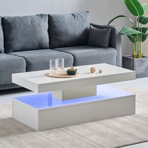 Metro Modern High Gloss White Coffee Table 100cm with 16 Colors LED Light White 39cm H X 100cm W X 50cm D Metro Modern High Gloss White Coffee Table 100cm with 16 Colors LED Light White 39cm H X 100cm W X 50cm D