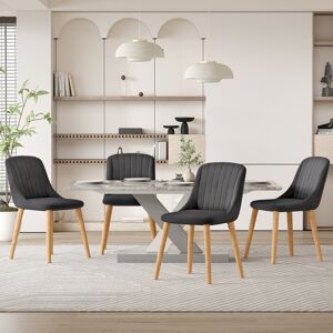 Canora Grey 48.5cm H Upholstered Dining Chairs With Wooden Legs Velvet Dark Grey 81cm H X 49.5cm W X 62cm D Canora Grey 48.5cm H Upholstered Dining Chairs With Wooden Legs Velvet Dark Grey 81cm H X 49.5cm W X 62cm D