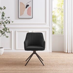 George Oliver Calley Luxury Velvet Bucket Tub Swivel Dining and Office Chair with Metal Legs (Set of One) Black 83cm H X 56cm W X 61.5cm D George Oliver Calley Luxury Velvet Bucket Tub Swivel Dining and Office Chair with Metal Legs (Set of One) Black 83cm H X 56cm W X 61.5cm D