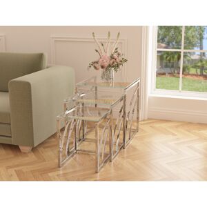 Metro Darneisha Glass Top Nest Of Tables Clear 47.5cm H X 45cm W X 40.5cm D Metro Darneisha Glass Top Nest Of Tables Clear 47.5cm H X 45cm W X 40.5cm D