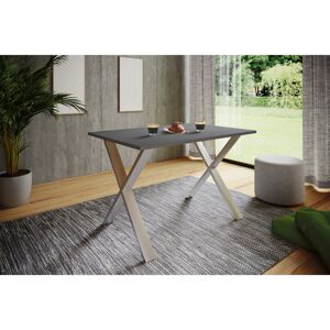Latitude Run "Xona" dining table with X-shaped legs Black/Browning 76cm H x 140cm W x 50cm D Latitude Run "Xona" dining table with X-shaped legs Black/Browning 76cm H x 140cm W x 50cm D