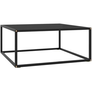 Ebern Designs Tea Table Black With Tempered Glass Black 35cm H x 80cm W x 80cm D Ebern Designs Tea Table Black With Tempered Glass Black 35cm H x 80cm W x 80cm D