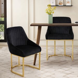 Canora Grey Set of 2 Upholstered Armchairs Velvet Dining Chairs Black 80cm H X 47.5cm W X 46cm D Canora Grey Set of 2 Upholstered Armchairs Velvet Dining Chairs Black 80cm H X 47.5cm W X 46cm D