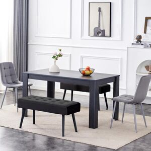 Fairmont Park Fairmont Dining Table with 2 Velvet Chairs and 2 Benches Charcoal 75cm H x 140cm L x 80cm W Fairmont Park Fairmont Dining Table with 2 Velvet Chairs and 2 Benches Charcoal 75cm H x 140cm L x 80cm W