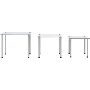 Metro Letona 3 Piece Nest of Tables Transparent 37cm H X 45.5cm W X 29.5cm D Metro Letona 3 Piece Nest of Tables Transparent 37cm H X 45.5cm W X 29.5cm D