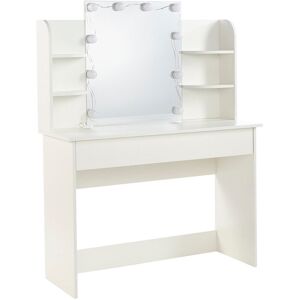 17 Stories Narielle White Dressing Table with Mirror & Lights White 139cm H X 107.95cm W X 44.96cm D 17 Stories Narielle White Dressing Table with Mirror & Lights White 139cm H X 107.95cm W X 44.96cm D