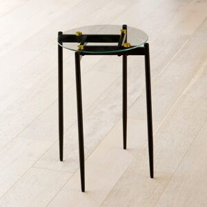 Metro Damyia Glass Top End Table Matte Black 55cm H X 40cm W X 40cm D Metro Damyia Glass Top End Table Matte Black 55cm H X 40cm W X 40cm D