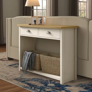 Three Posts Kerry Console Table Cream/Oak 76cm H X 97cm W X 35cm D Three Posts Kerry Console Table Cream/Oak 76cm H X 97cm W X 35cm D