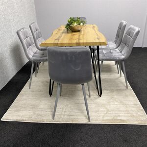 Norden Home Wooden Dining Table and 6 Velvet Chairs - Stylish Dining Room Furniture Grey 6 Norden Home Wooden Dining Table and 6 Velvet Chairs - Stylish Dining Room Furniture Grey 6