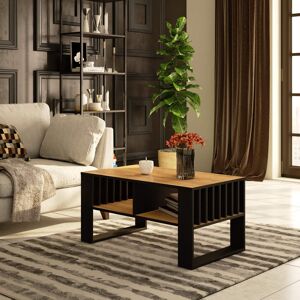 17 Stories Shaian Four Leg Coffee Table with Storage Black;Brown Wood 45cm H X 53cm W X 92cm D 17 Stories Shaian Four Leg Coffee Table with Storage Black;Brown Wood 45cm H X 53cm W X 92cm D