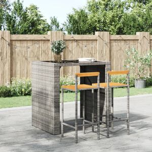 Ebern Designs Bar Stools 2 Pcs Grey Poly Rattan And Solid Wood Acacia Grey 100cm H X 40cm W X 44cm D Ebern Designs Bar Stools 2 Pcs Grey Poly Rattan And Solid Wood Acacia Grey 100cm H X 40cm W X 44cm D