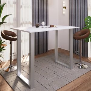 Latitude Run Xona 80 x 50cm Bar Table White/Matt brushed nickel 102cm H x 140cm W x 80cm D Latitude Run Xona 80 x 50cm Bar Table White/Matt brushed nickel 102cm H x 140cm W x 80cm D