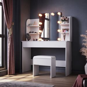 17 Stories Sehana Dressing Table with Mirror White 139cm H X 104.8cm W X 54.7cm D 17 Stories Sehana Dressing Table with Mirror White 139cm H X 104.8cm W X 54.7cm D