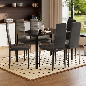 Latitude Run 6 - Person Dining Set Black 75cm H x 80cm L x 120cm W Latitude Run 6 - Person Dining Set Black 75cm H x 80cm L x 120cm W