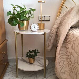 Fairmont Park 2 Tiers Solid Marble Top Round Coffee Table Lounge Living Room Modern Gold Legs White 55cm H X 40.5cm W X 40.5cm D Fairmont Park 2 Tiers Solid Marble Top Round Coffee Table Lounge Living Room Modern Gold Legs White 55cm H X 40.5cm W X 40.5cm D