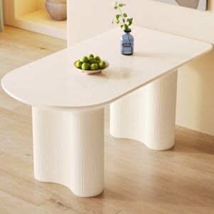 Metro Oval Dinner Table for 6 - Modern Cream White Kitchen & Dining Room Table ,Dining Table Rectangular Design for Home, Bar Indoor Furniture (Table Onl White;Cream Metro Oval Dinner Table for 6 - Modern Cream White Kitchen & Dining Room Table ,Dining Table Rectangular Design for Home, Bar Indoor Furniture (Table Onl White;Cream