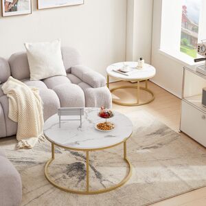 17 Stories Jaquaya Frame Coffee Table Gold/White 45cm H X 80cm W X 80cm D 17 Stories Jaquaya Frame Coffee Table Gold/White 45cm H X 80cm W X 80cm D