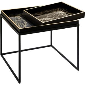 Fairmont Park Ajea Metal Nesting Table for Living Room, Nest of End Table with Modern Glass Top Gold;Black 55cm H X 52cm W X 52cm D Fairmont Park Ajea Metal Nesting Table for Living Room, Nest of End Table with Modern Glass Top Gold;Black 55cm H X 52cm W X 52cm D