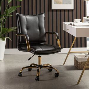 Canora Grey Gedrie Modern Faux Leather Swivel Office Chair Black 101.6cm H X 56.4cm W X 66cm D Canora Grey Gedrie Modern Faux Leather Swivel Office Chair Black 101.6cm H X 56.4cm W X 66cm D