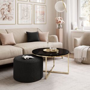 Fairmont Park Kaulton Coffee Table Wood/Gold chrome/Black high gloss/Black 46cm H X 70cm W X 70cm D Fairmont Park Kaulton Coffee Table Wood/Gold chrome/Black high gloss/Black 46cm H X 70cm W X 70cm D